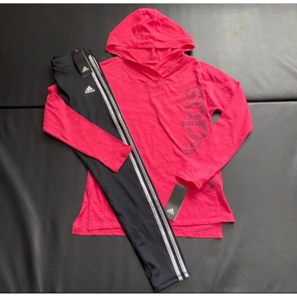NWT Adidas Hooded Tunic & Leggings Set Girls Youth Size Large